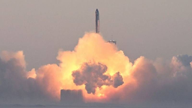 SpaceX's Starship rocket launches from Starbase during its second test flight in Boca Chica, Texas, on November 18, 2023. SpaceX on November 18, 2023, carried out the second test launch of Starship, the largest rocket ever built that Elon Musk hopes will one day colonize Mars, while NASA awaits a modified version to land humans on the Moon. It comes after a first attempt to fly the spaceship in its fully-stacked configuration back in April ended in a spectacular explosion over the Gulf of Mexico. (Photo by TIMOTHY A. CLARY / AFP) (Photo by TIMOTHY A. CLARY/AFP via Getty Images)