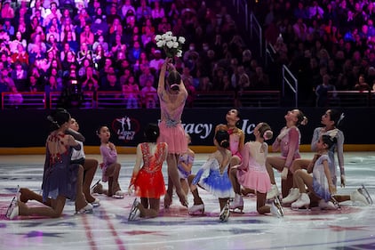 Ice skaters performing