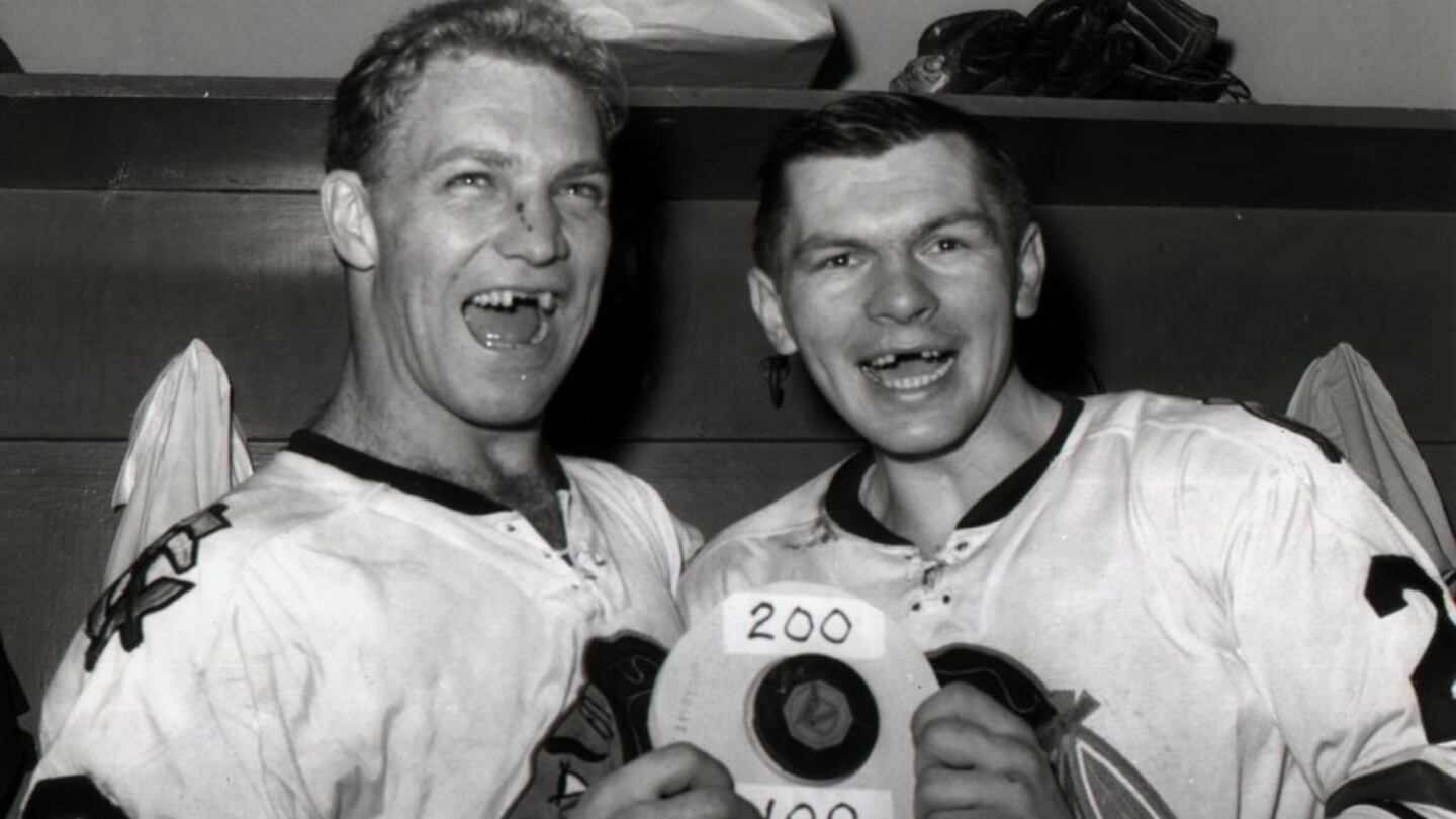 Bobby Hull Stan Mikita in a locker room